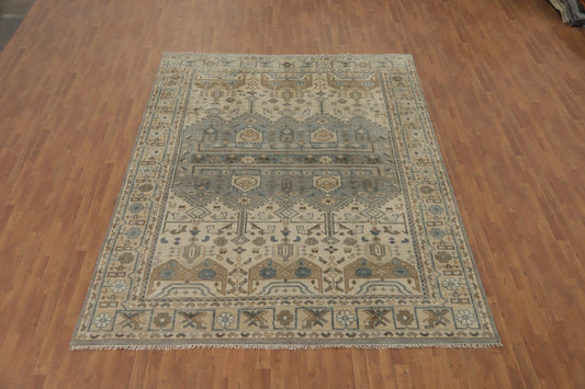 Ivory & Gray Oushak Oriental Area Rug Wool Hand-Made Living Room Carpet 9X12