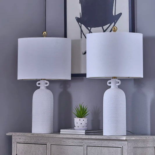 24'' White Ceramic Table Lamp (Set of 2)