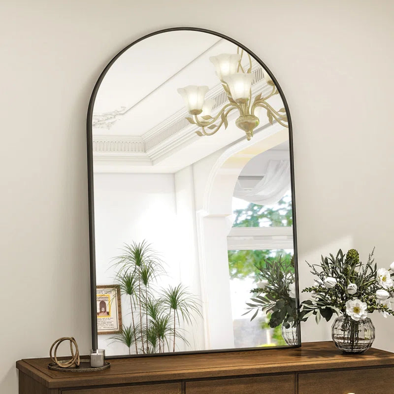 Rasto Aluminum Framed Arched Wall Mounted Bathroom Vanity Mirror