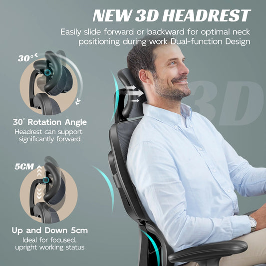 Ergonomic Office Chair Desk Chair High Back Computer Chair with Lumbar Support, High-Sponge Cushion Home Office Chair, 300Lbs, Dark Gray