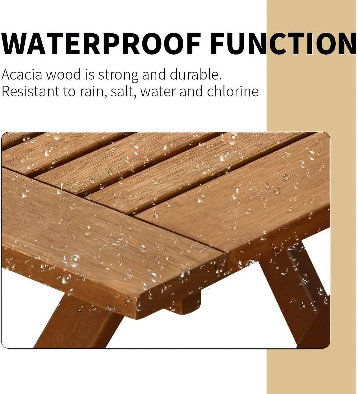 3 Piece Acacia Wood Folding Terrace Bistro Set Outdoor with 2 Chairs - round Table Natural Oiled