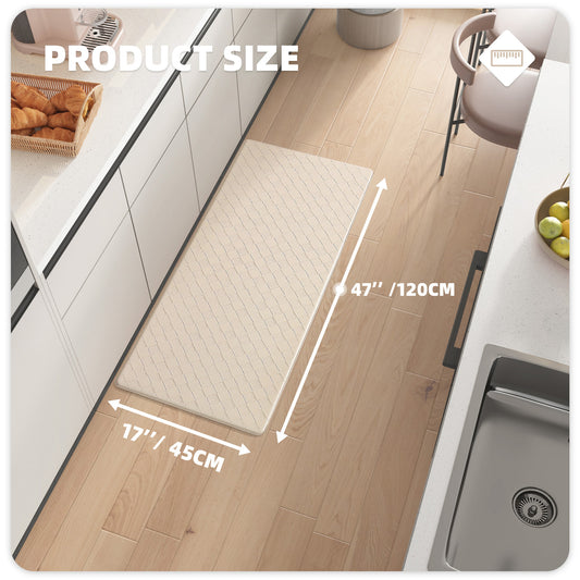 Kitchen Mat Cushioned anti Fatigue Kitchen Rugs Waterproof Non-Slip Comfort Standing Mat for Kitchen, Floor, Office, Sink, Wheat, 17" X 47"