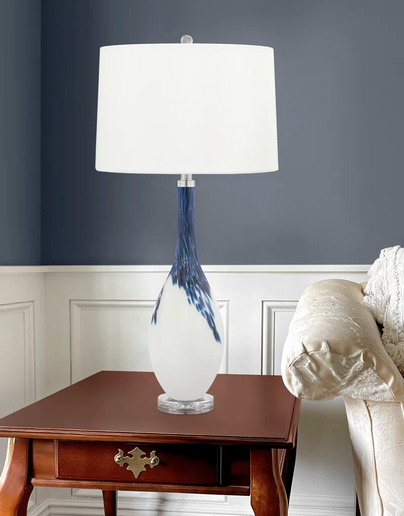 Brescia 34 In. Blue & White Glass Table Lamp