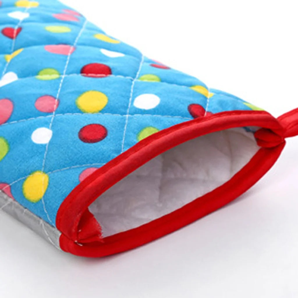 Mittens for Cooking Limited Time Offers, Kitchen Utensils Set Heat Insulation Anti-Scalding High Temperature Resistant Microwave Oven Gloves Blue (Big Dots) Closeout Clearance Sale