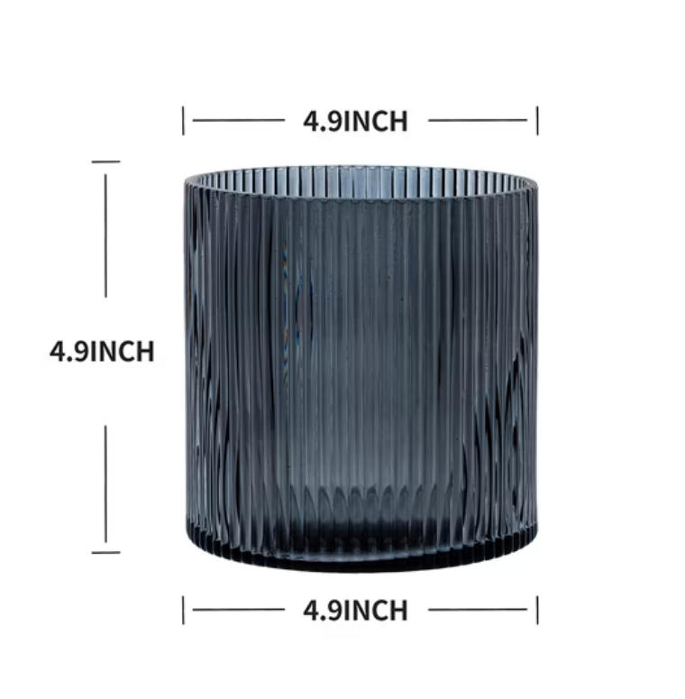 Glass Ribbed Hurricane Candle Holder