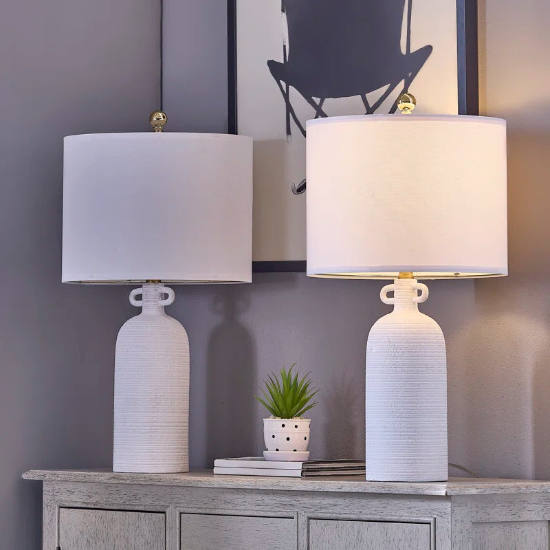 24'' White Ceramic Table Lamp (Set of 2)