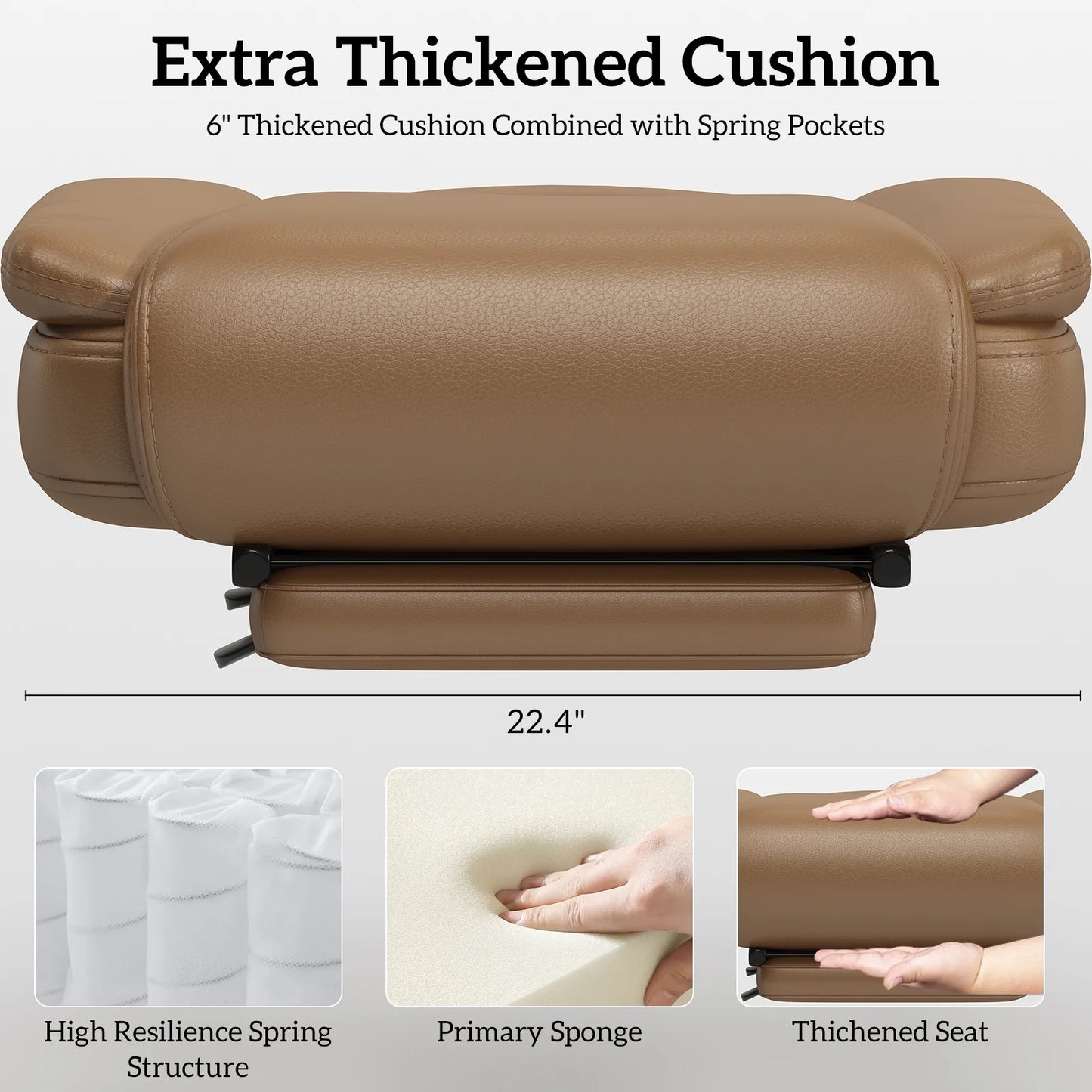 High Back Executive Office Chair, Ergonomic PU Leather Office Chair, Heavy Duty Computer Desk Chair, Reclining Office Chair with Footrest 400Lbs, Brown