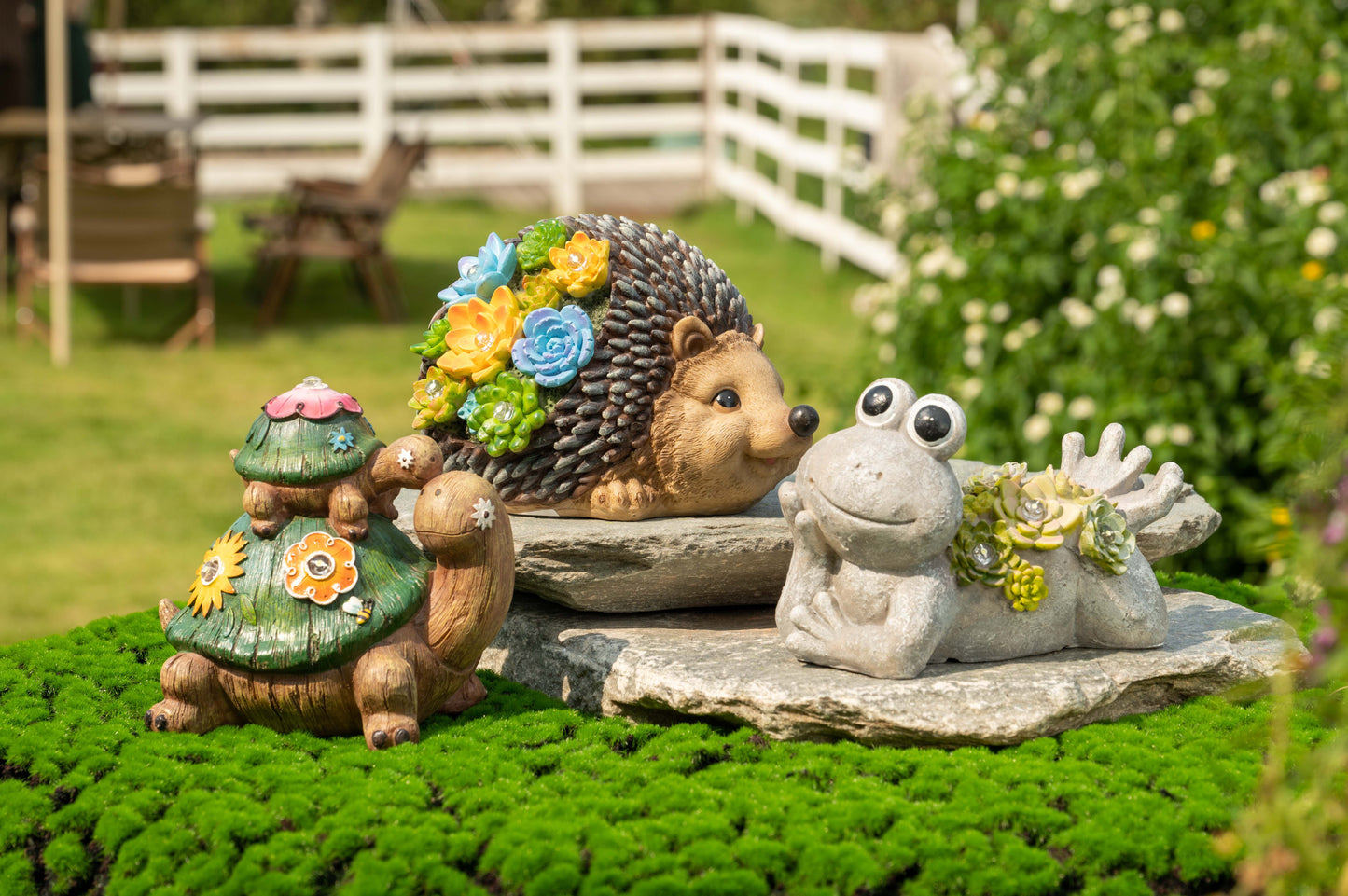 Turtle Garden Statues, 6.5'' Solar Garden Resin Figurines, Animal Lawn Ornaments for Yard Garden Decor, Gifts for Mom