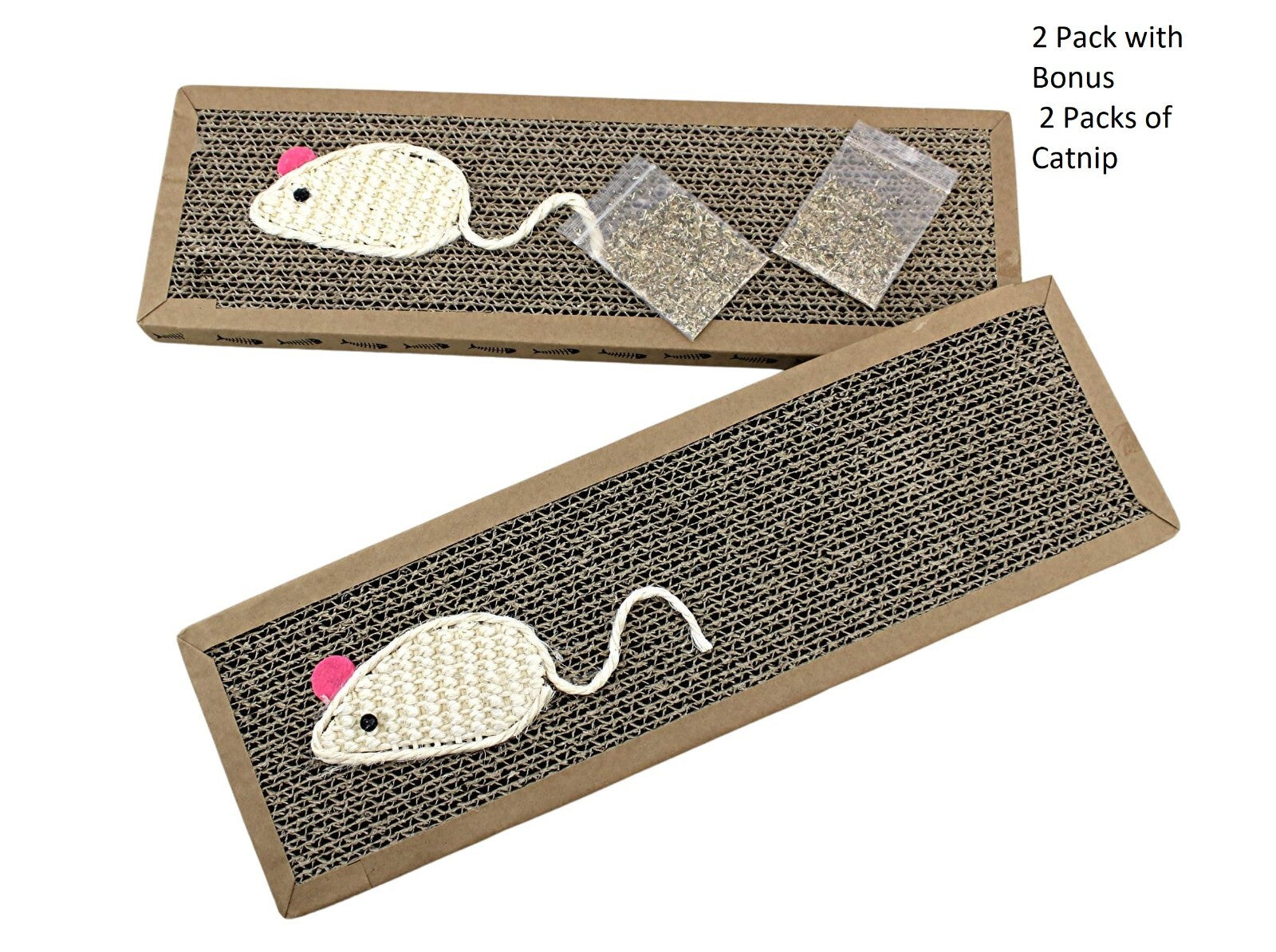 2 Pack Cat Scratching Pads with Catnip Corrugated Cardboard Scratch Board