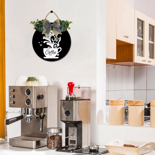 12" Coffee Sign Decor Rustic Farmhouse， Wooden Retro Plaque Coffee Bar Decor Coffee Lover Coffee Station Decor Home Office Kitchen Wall Decor