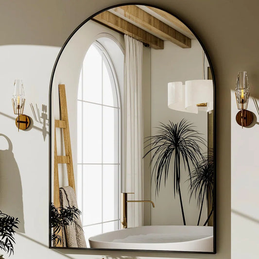 Rasto Aluminum Framed Arched Wall Mounted Bathroom Vanity Mirror