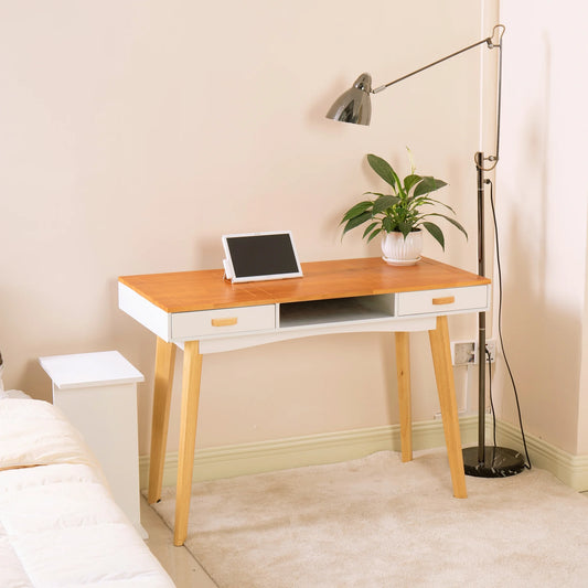 Writing Desk with Drawer, Modern Office Writing Table, Wooden Computer Desk for Home Office, Bedroom