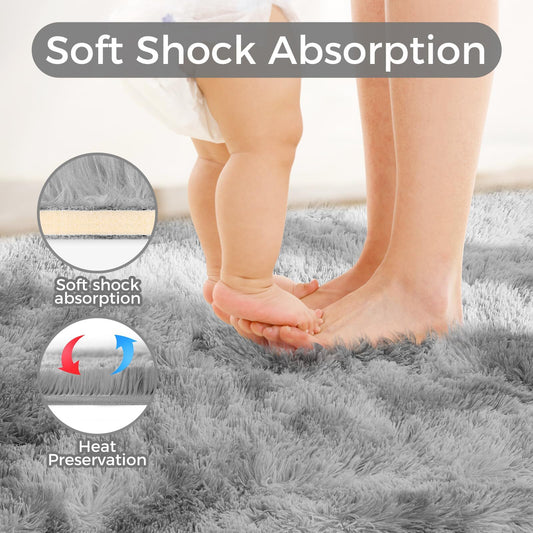 Ultra Soft Rug for Living Room, 4X6 Fluffy Shag Area Rug for Bedroom, Modern ...