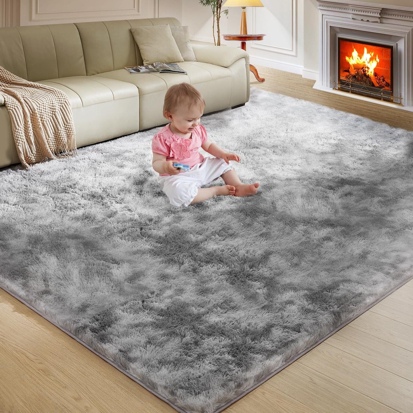 Ultra Soft Rug for Living Room, 4X6 Fluffy Shag Area Rug for Bedroom, Modern ...