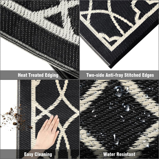 Outdoor Rugs Reversible Mats - 5'X8' for Patios Clearance Plastic Straw Waterpro