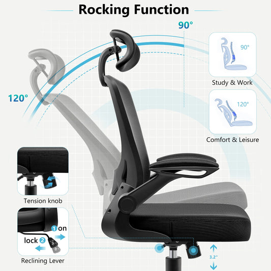 Office Chair Ergonomic Desk Chair, High Back Gaming Chair, Big and Tall Reclining Comfy Home Office Chair Lumbar Support Breathable Mesh Computer Chair Adjustable Armrests 400LBS (Black)