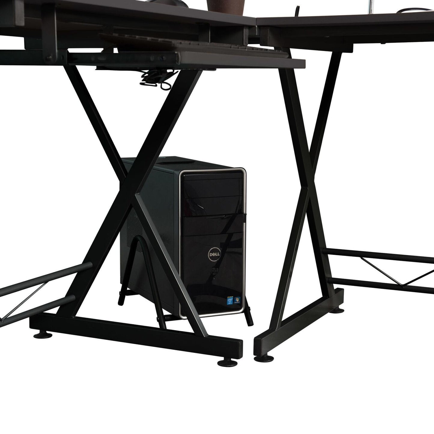 L-Shaped Computer Desk 50" Office PC Desk Gaming Table Home Furniture Glass Top