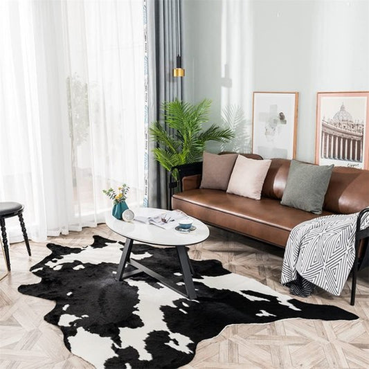 Larger Cow Print Rug Black and White Faux Hide Area Cowhide Rugs Animal Printed