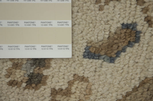 Ivory & Gray Oushak Oriental Area Rug Wool Hand-Made Living Room Carpet 9X12