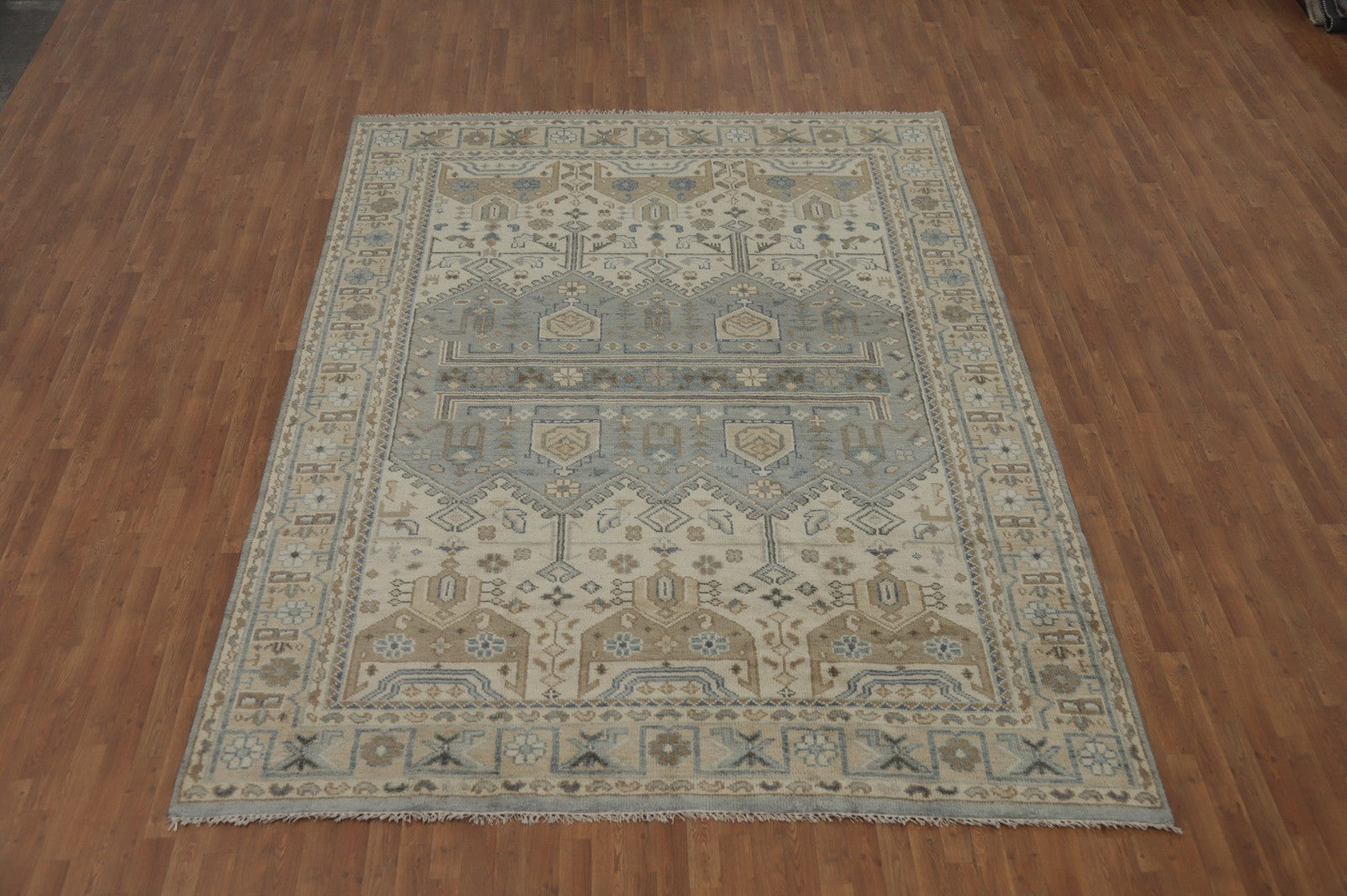 Ivory & Gray Oushak Oriental Area Rug Wool Hand-Made Living Room Carpet 9X12