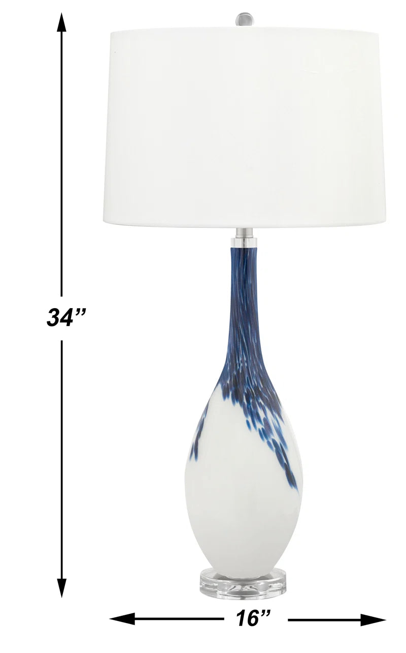 Brescia 34 In. Blue & White Glass Table Lamp