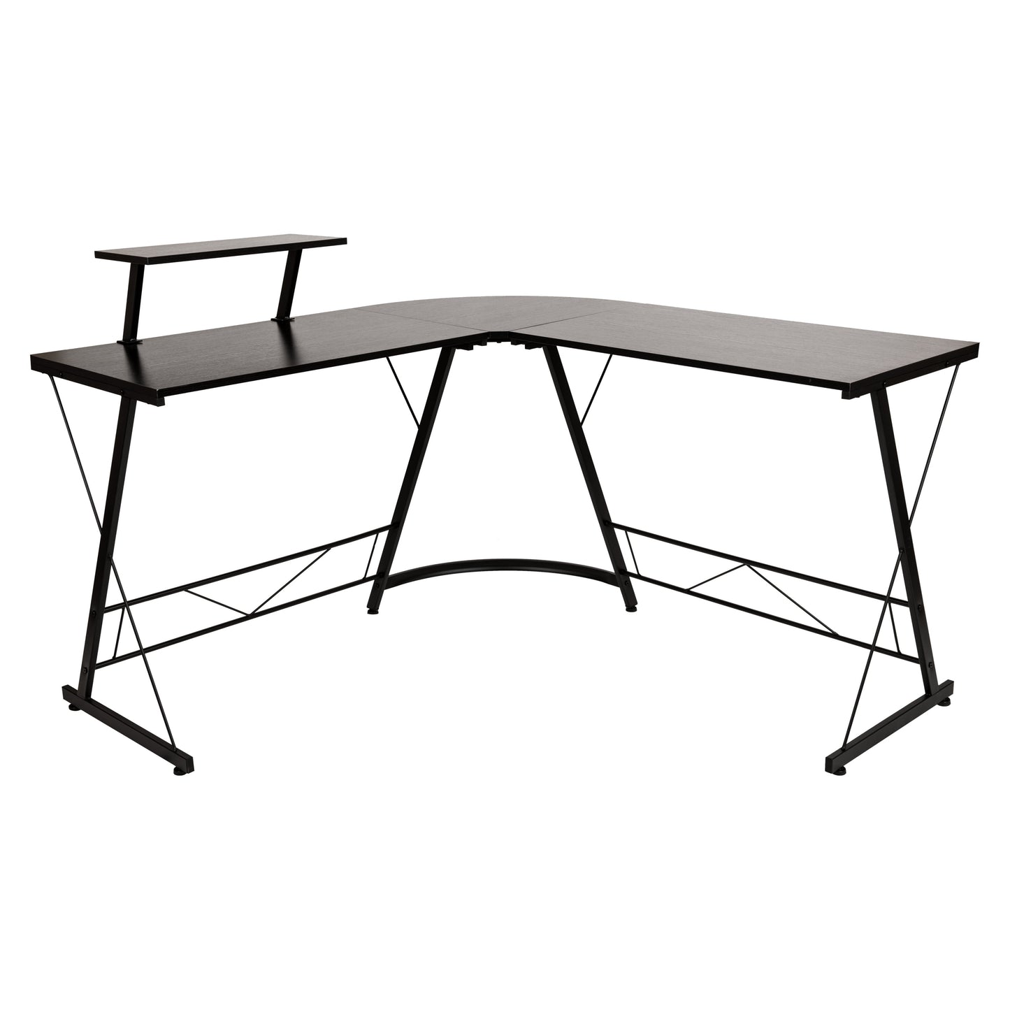 L-Shaped Computer Black Desk, Gaming Desk, Home Office Desk, Black Frame