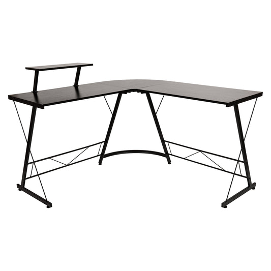 L-Shaped Computer Black Desk, Gaming Desk, Home Office Desk, Black Frame