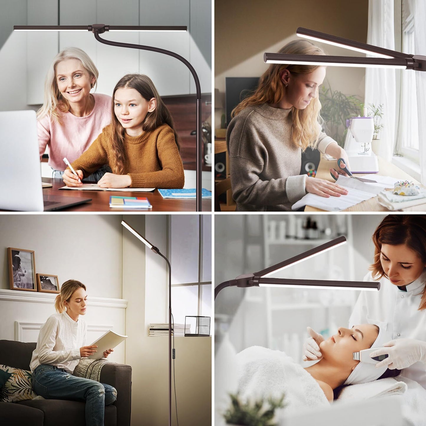 Floor Lamp, 15W/1800LM Bright LED Floor Lamp with Double Head, Adjustable Goo...