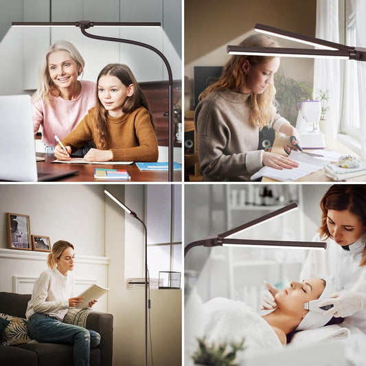 Floor Lamp, 15W/1800LM Bright LED Floor Lamp with Double Head, Adjustable Goo...