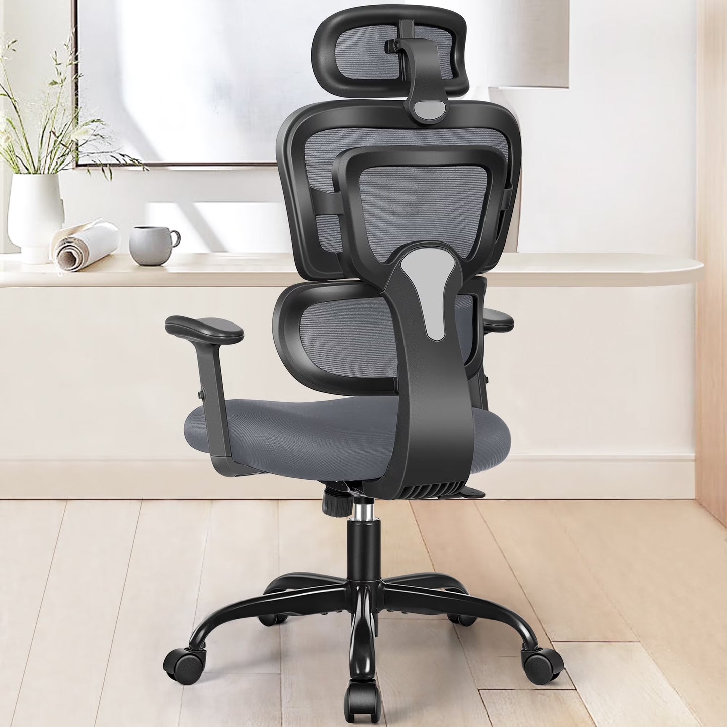Ergonomic Office Chair Desk Chair High Back Computer Chair with Lumbar Support, High-Sponge Cushion Home Office Chair, 300Lbs, Dark Gray
