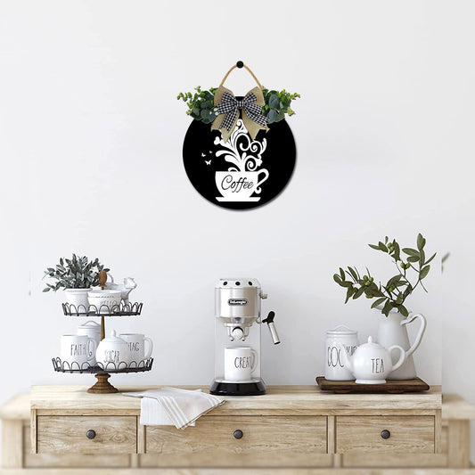 12" Coffee Sign Decor Rustic Farmhouse， Wooden Retro Plaque Coffee Bar Decor Coffee Lover Coffee Station Decor Home Office Kitchen Wall Decor