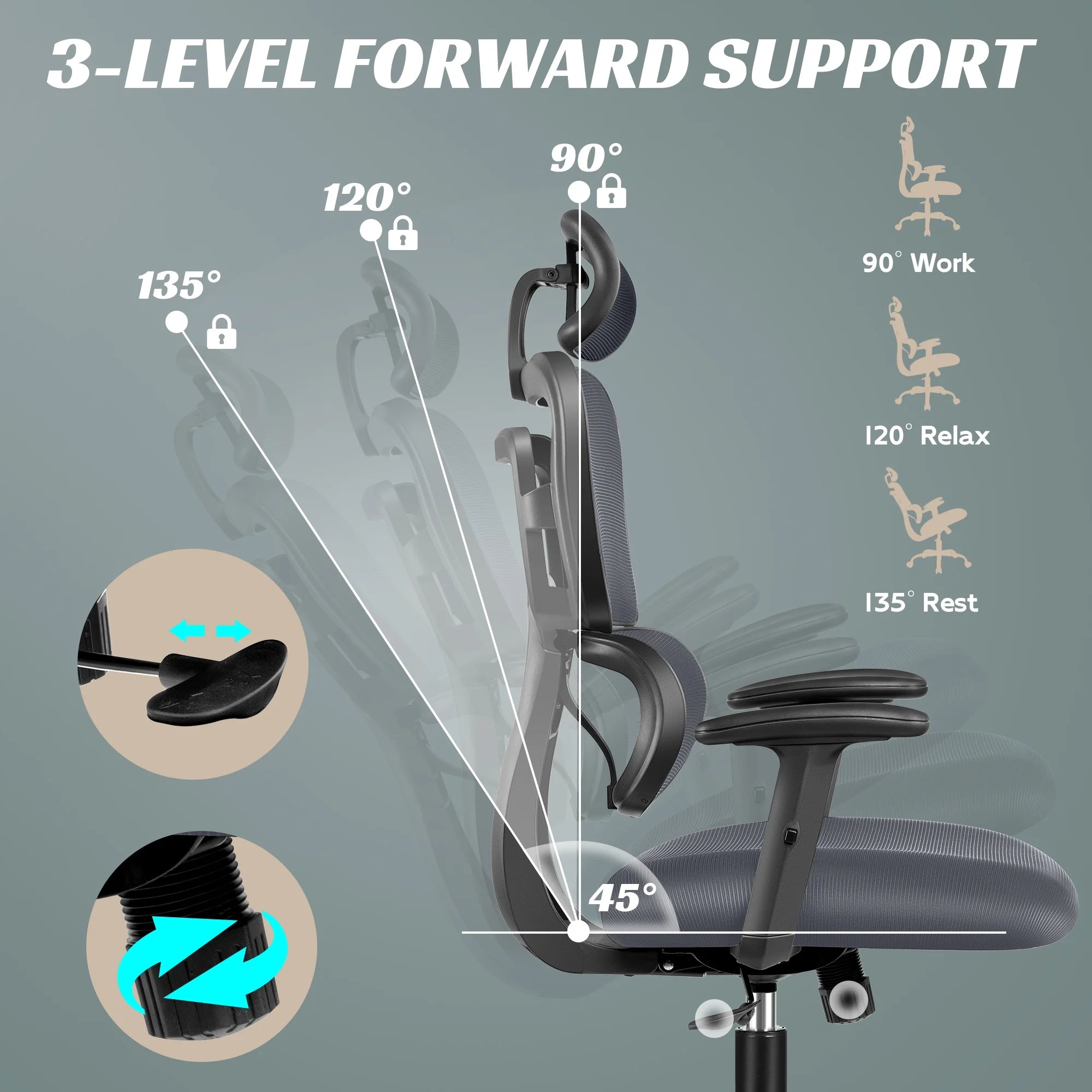 Ergonomic Office Chair Desk Chair High Back Computer Chair with Lumbar Support, High-Sponge Cushion Home Office Chair, 300Lbs, Dark Gray