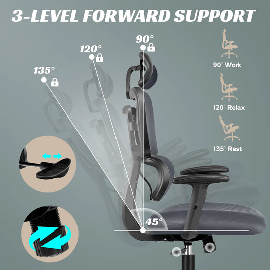 Ergonomic Office Chair Desk Chair High Back Computer Chair with Lumbar Support, High-Sponge Cushion Home Office Chair, 300Lbs, Dark Gray