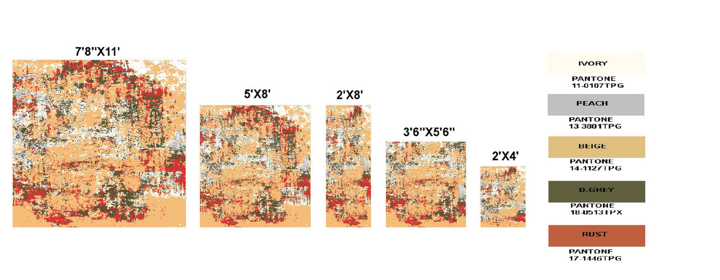 Distressed Vintage Faded - 3'6"X5'6" Beige, Abstract Area Rug - 502