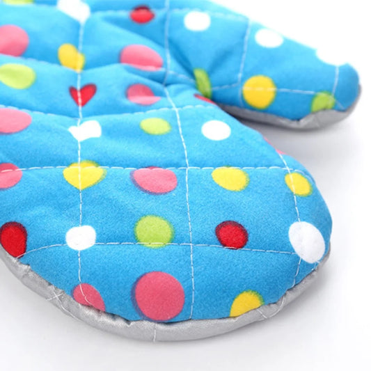 Mittens for Cooking Limited Time Offers, Kitchen Utensils Set Heat Insulation Anti-Scalding High Temperature Resistant Microwave Oven Gloves Blue (Big Dots) Closeout Clearance Sale