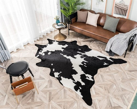 Larger Cow Print Rug Black and White Faux Hide Area Cowhide Rugs Animal Printed