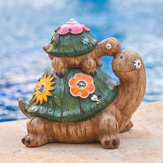 Turtle Garden Statues, 6.5'' Solar Garden Resin Figurines, Animal Lawn Ornaments for Yard Garden Decor, Gifts for Mom