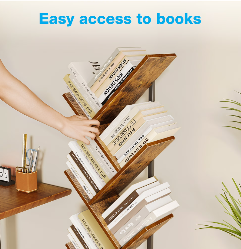 6-Tier Tree Bookshelf with Storage Cabinet
