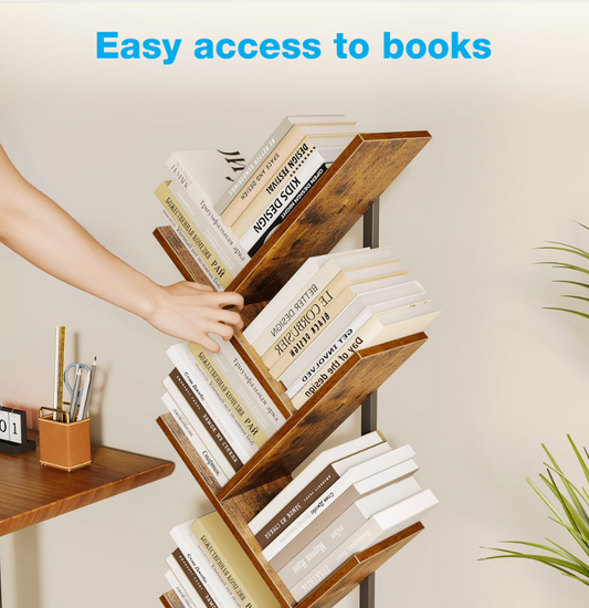 6-Tier Tree Bookshelf with Storage Cabinet