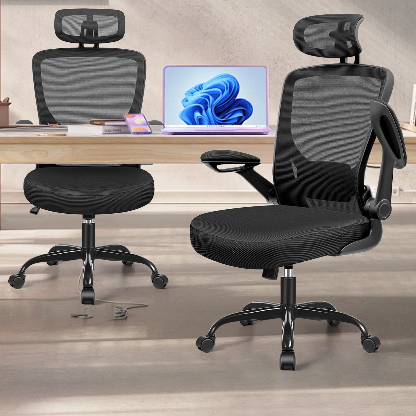Office Chair Ergonomic Desk Chair, High Back Gaming Chair, Big and Tall Reclining Comfy Home Office Chair Lumbar Support Breathable Mesh Computer Chair Adjustable Armrests 400LBS (Black)