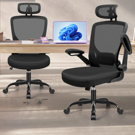 Office Chair Ergonomic Desk Chair, High Back Gaming Chair, Big and Tall Reclining Comfy Home Office Chair Lumbar Support Breathable Mesh Computer Chair Adjustable Armrests 400LBS (Black)