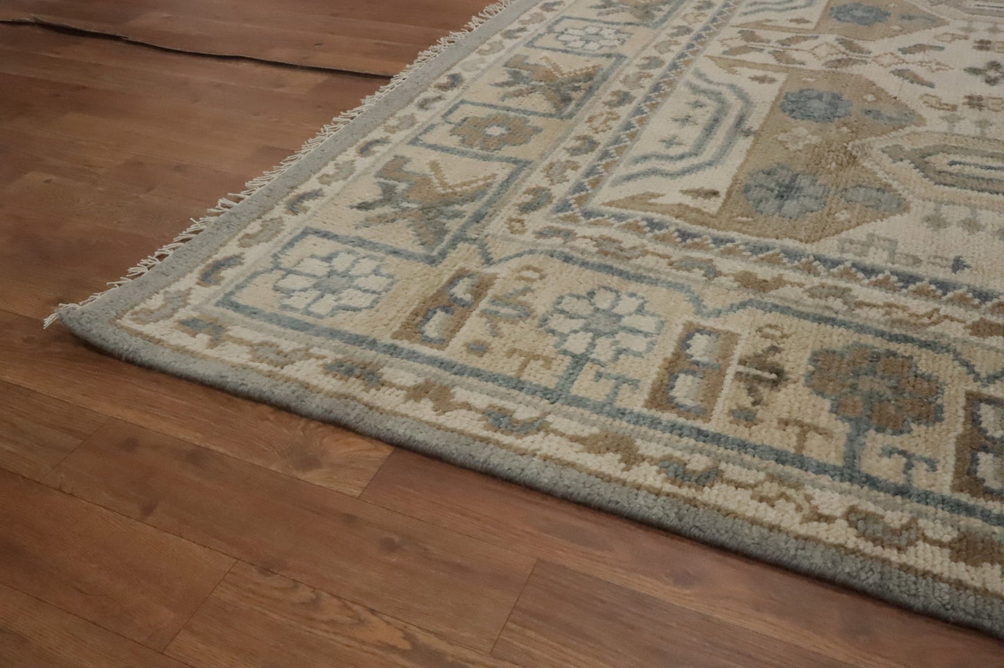 Ivory & Gray Oushak Oriental Area Rug Wool Hand-Made Living Room Carpet 9X12