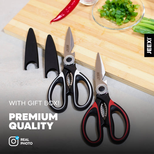 3 Pack Kitchen Scissors, Ultra-Sharp Premium Stainless Steel Heavy Duty Kitchen Shears & Multi Purpose Poultry Shears for Chicken, Poultry, Fish, Meat, Vegetables, Herbs, Bottle Opener, Nuts Cracker