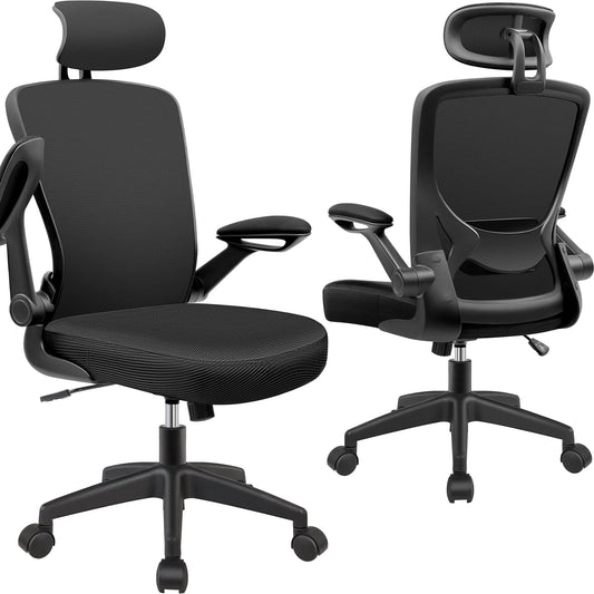 Office Chair Ergonomic Desk Chair, High Back Gaming Chair, Big and Tall Reclining Comfy Home Office Chair Lumbar Support Breathable Mesh Computer Chair Adjustable Armrests 400LBS (Black)