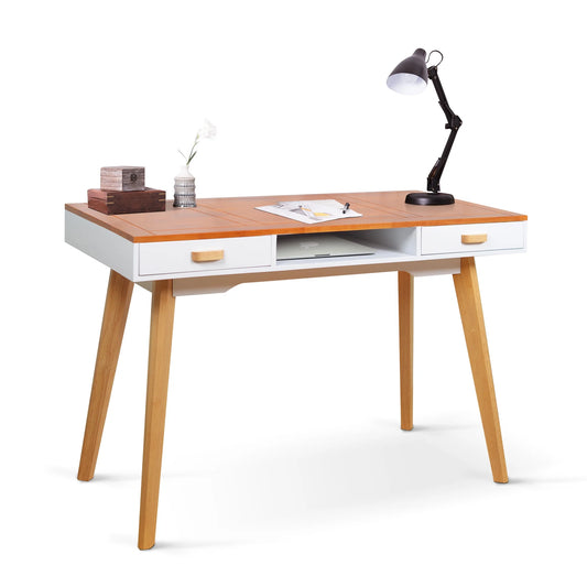 Writing Desk with Drawer, Modern Office Writing Table, Wooden Computer Desk for Home Office, Bedroom