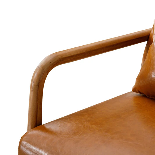 Azmi 26" Wide Transitional Traditional Faux Leather Accent Chair with Lumbar Pillow