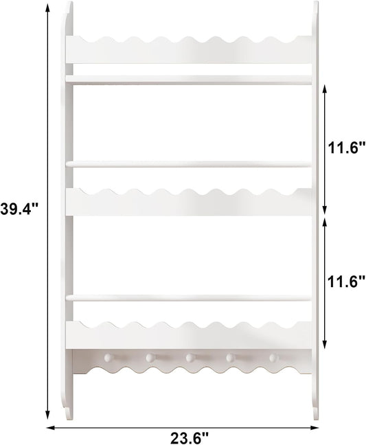 Kids Bookshelf, Wall Mounted 3-Tier Book Shelf, Kids Bookshelf and Toy Storage F