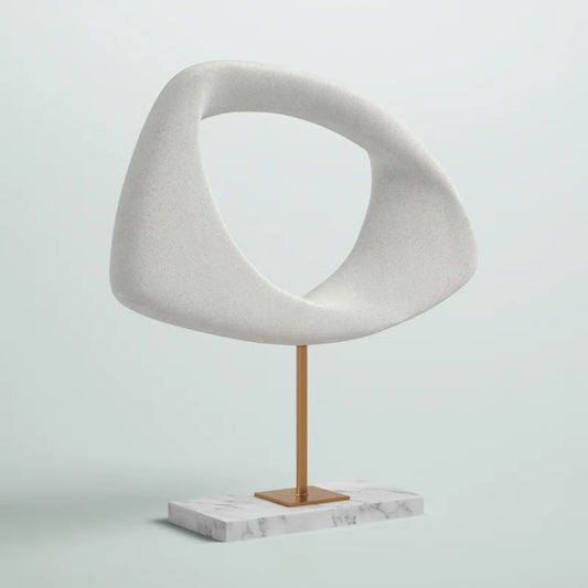 Polystone Cut-Out Abstract Decorative Sculpture with Marble Stand