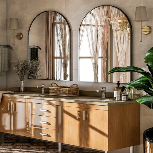 Rasto Aluminum Framed Arched Wall Mounted Bathroom Vanity Mirror