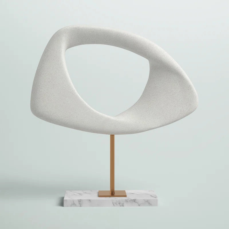 Polystone Cut-Out Abstract Decorative Sculpture with Marble Stand